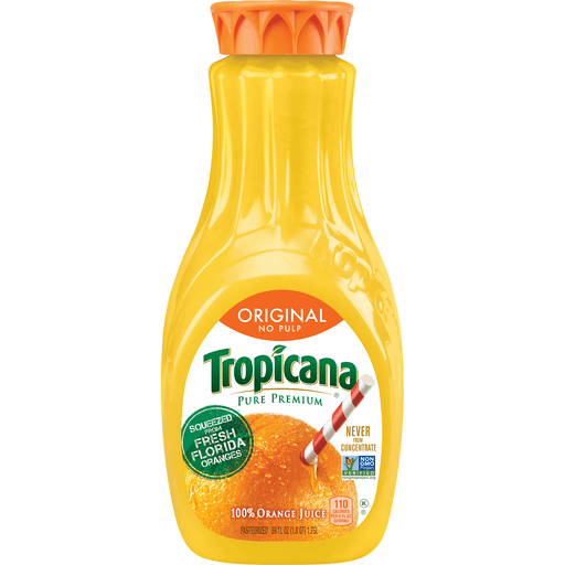 Tropicana Pure Premium Original No Pulp Orange Juice 59 Fluid Ounce Plastic Bottle