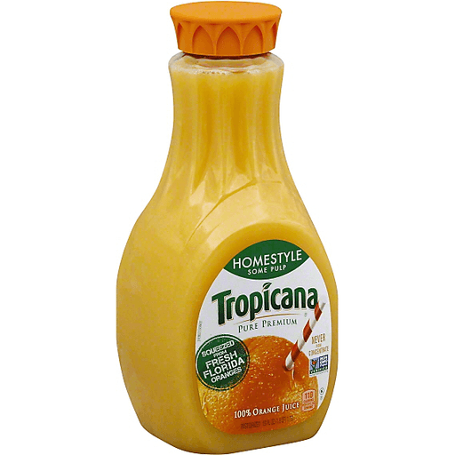 Tropicana Pure Premium 100% Juice, Orange, Homestyle, Some Pulp