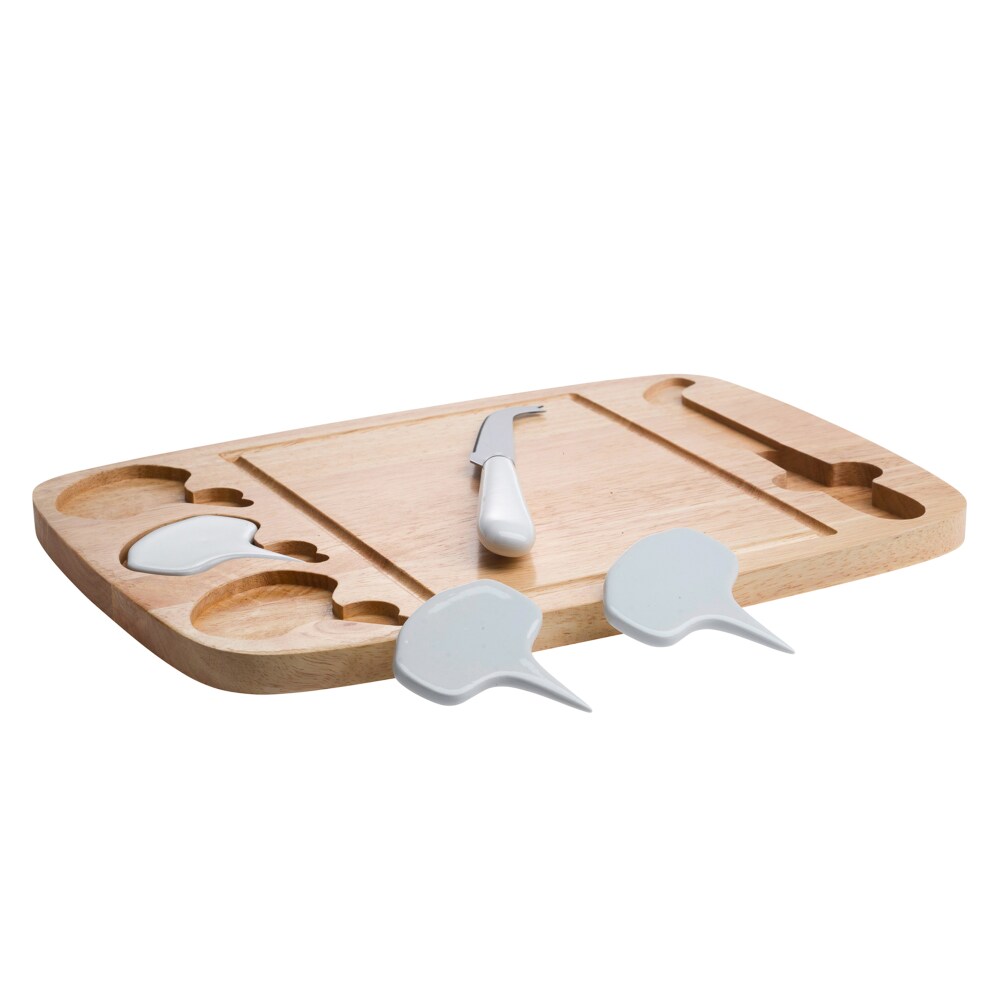 Tabletops Unlimited Rubberwood & Ceramic Cheese Set