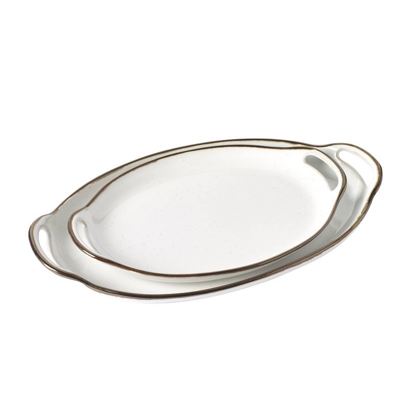 Tabletops Gallery 2pc Stoneware Geneva Oval Nesting Trays