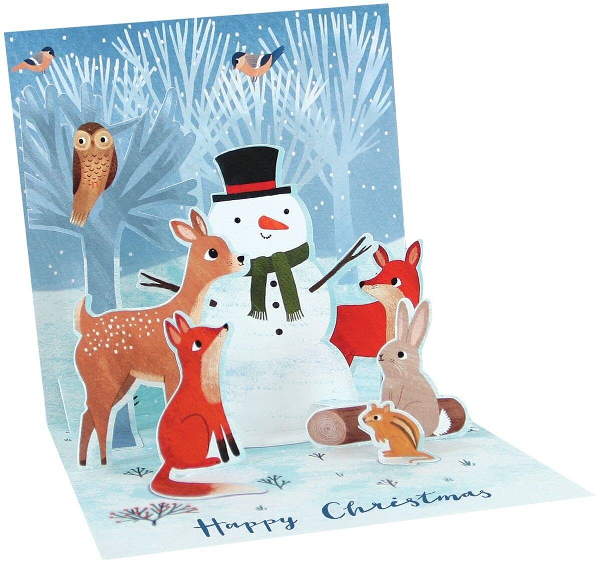 Up With Paper Pop-Up Treasures Light-Up Greeting Card Forest Snowman, Multi