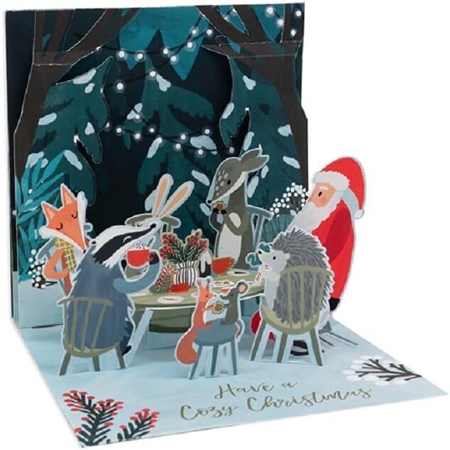 Up With Paper Christmas Gathering Pop-up Card, 5.25-inch Square Multicolor