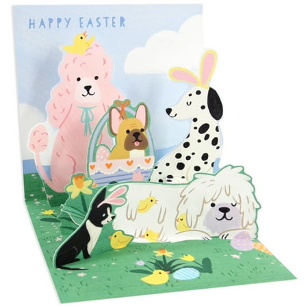 Up With Paper Easter Pups: Dogs, Yellow Chicks, Tulips And Basket 5-Inch 3D Pop-Up Easter Card