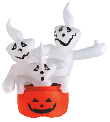 Citi Halloween Inflatable Lawn Decoration, Stacked Ghosts, Lighted, 48-in
