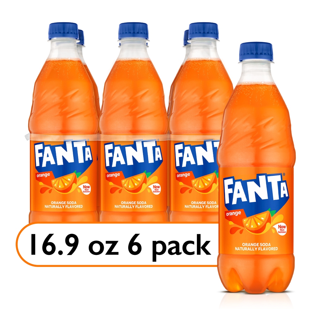 Fanta Orange Fruit Soda Pop 16.9 Fl Oz 6 Pack Bottles