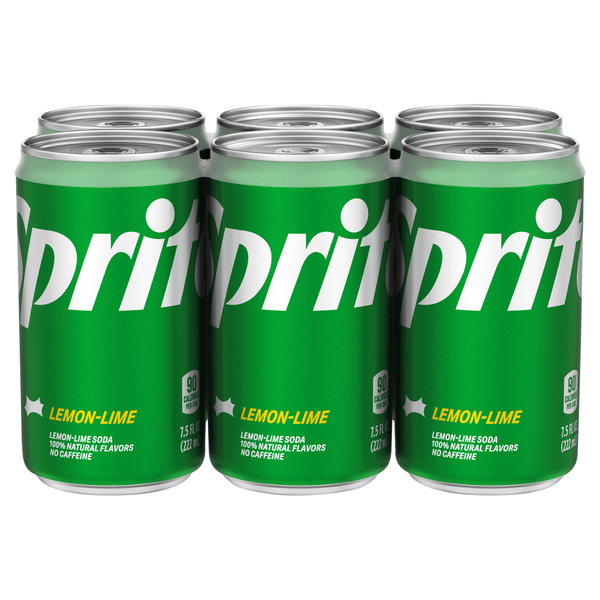 Sprite Lemon Lime Mini Soda Pop Soft Drink 7.5 Fl Oz 6 Pack Cans