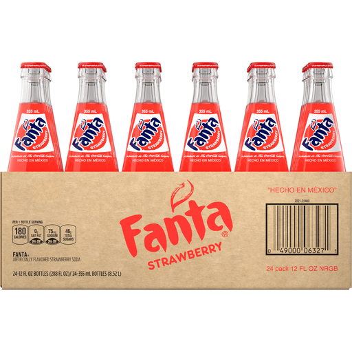 Fanta Strawberry Mexico Glass Bottles, 355 mL