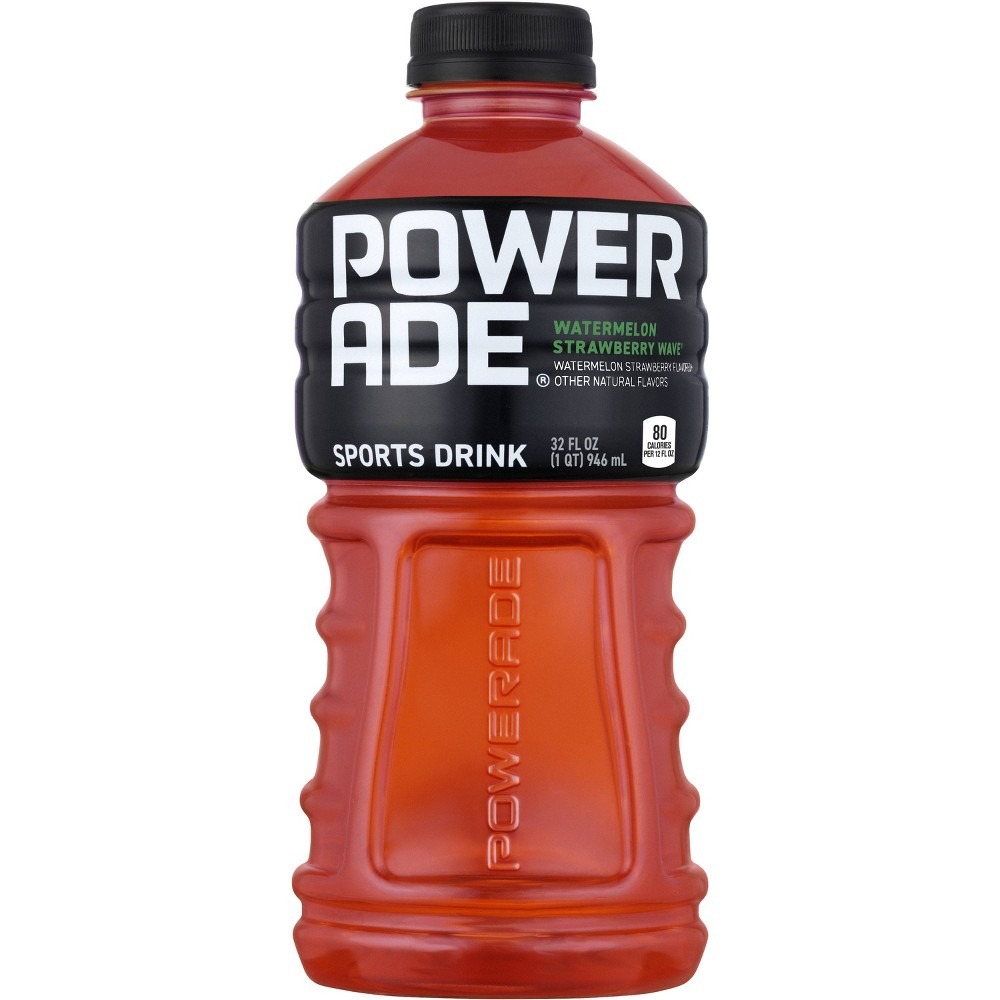 Powerade Watermelon Strawberry Wave, ION4 Electrolyte Enhanced Fruit Flavored Sports Drink W/ Vitamins B3, B6, And B12, Replenish Sodium, Calcium, Potassium, Magnesium, 32 Fl Oz