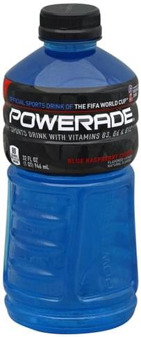 Powerade Blue Raspberry Cherry, ION4 Electrolyte Enhanced Fruit Flavored Sports Drink W/ Vitamins B3, B6, And B12, Replenish Sodium, Calcium, Potassium, Magnesium, 32 Fl Oz