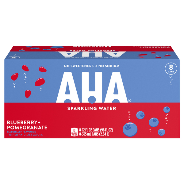 AHA Blueberry + Pomegranate Sparkling Water - 8pk/12 Fl Oz Cans