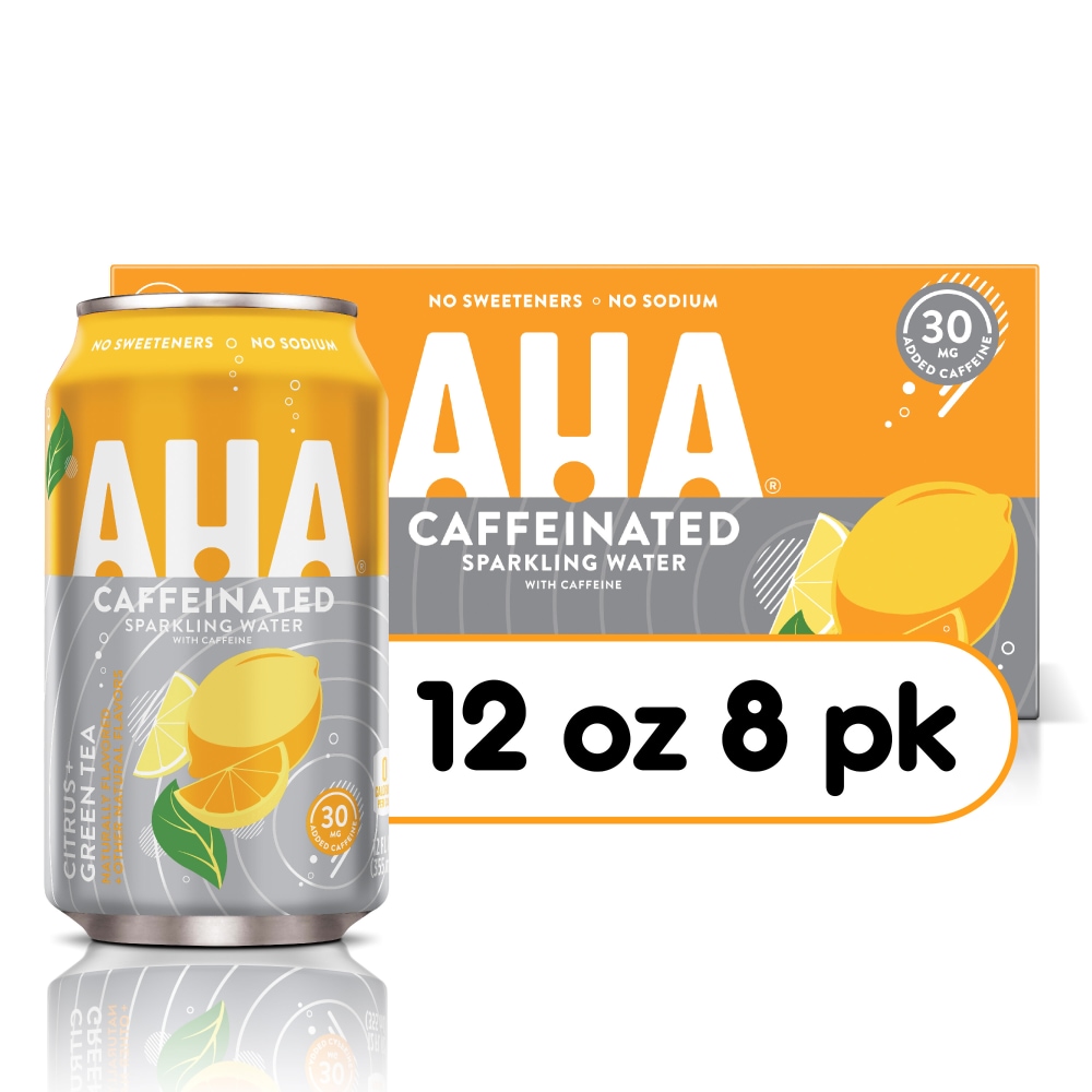 AHA Citrus + Green Tea Sparkling Water - 8pk/12 Fl Oz Cans