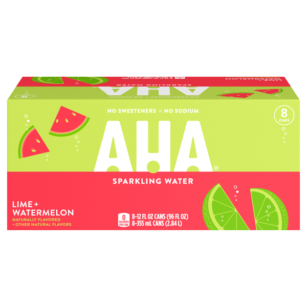 AHA Lime + Watermelon Sparkling Water - 8pk/12 Fl Oz Cans