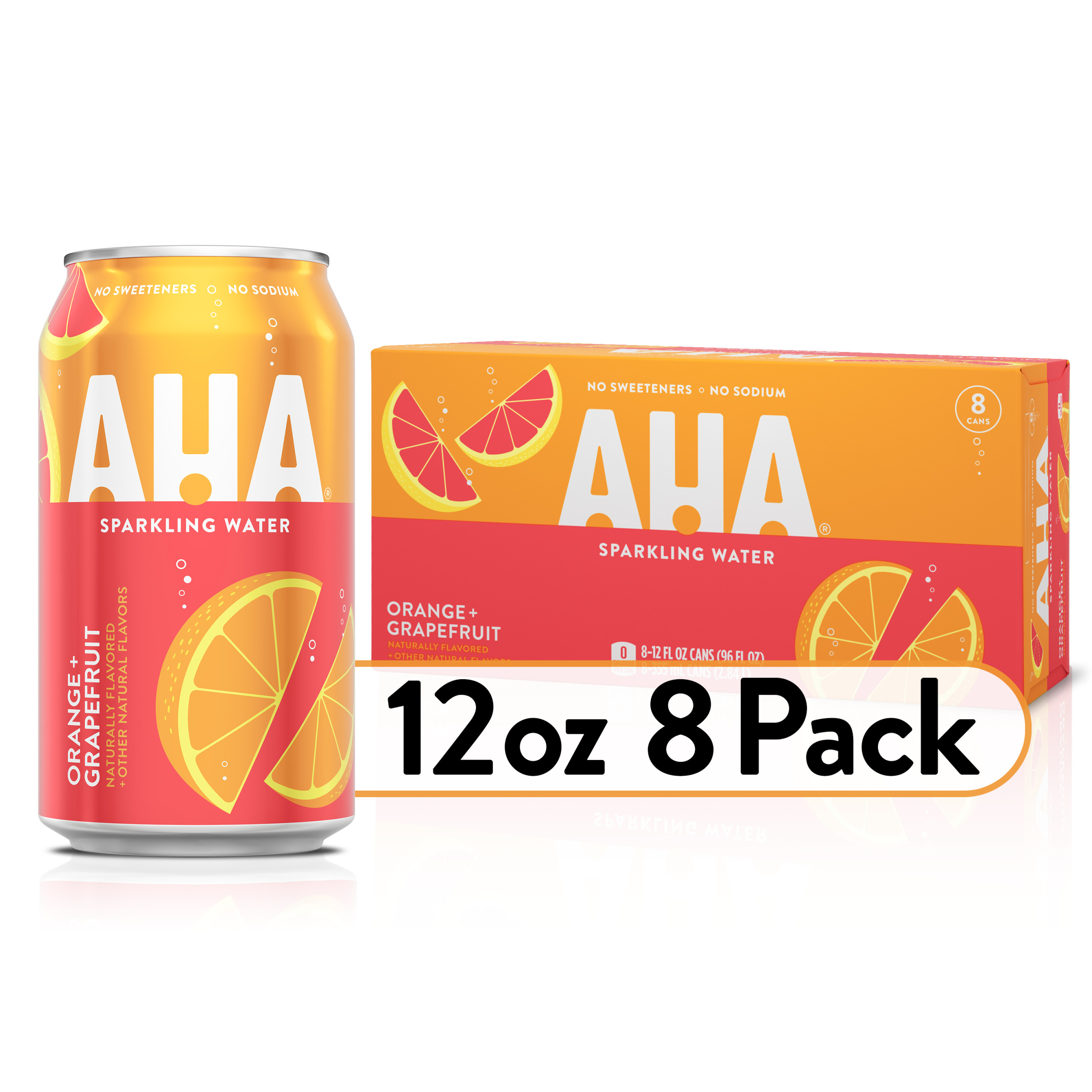 AHA Orange + Grapefruit Sparkling Water - 8pk/12 Fl Oz Cans
