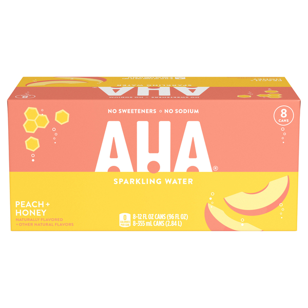 AHA Peach + Honey Sparkling Water - 8pk/12 Fl Oz Cans