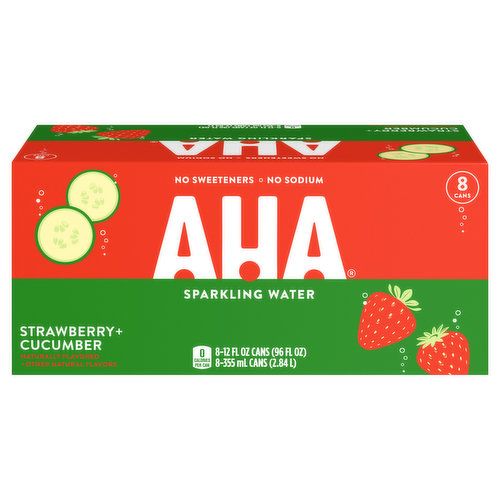 AHA Strawberry + Cucumber Sparkling Water - 8pk/12 Fl Oz Cans