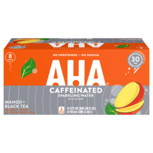 AHA Mango Black Tea Sparkling Water - 8pk/12 Fl Oz Cans