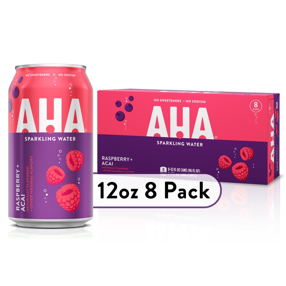 AHA Raspberry Acai Sparkling Water - 8pk/12 Fl Oz Cans
