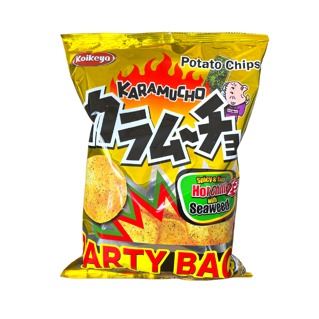 Koikeya Karamucho Potato Chips: Seaweed & Hot Chili (Party Size)