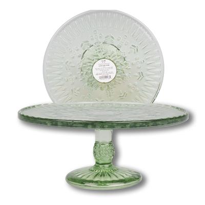 Round Glass Cake Stand 9in Green - Threshold