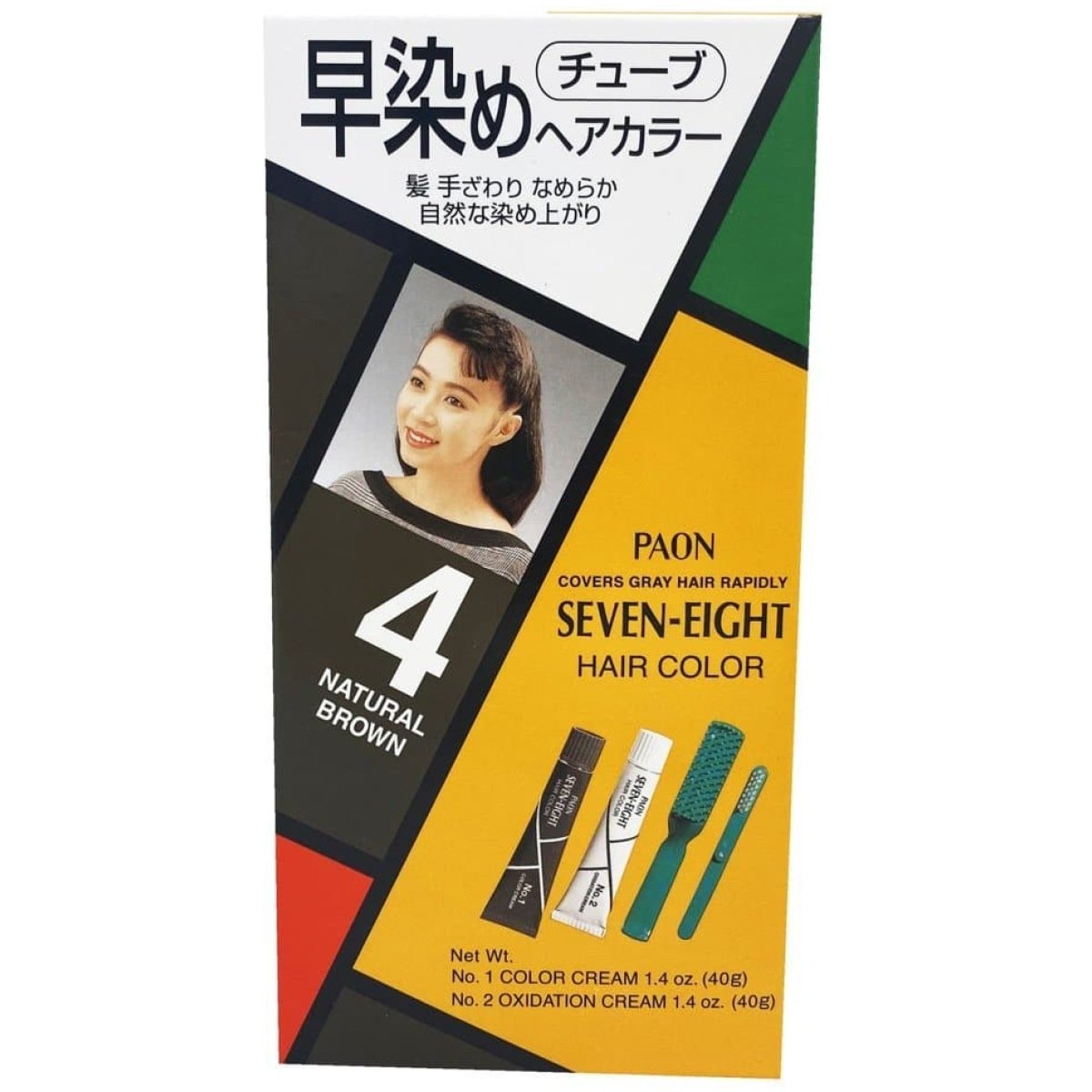 Paon Seven-Eight Hair Color Cream Type - 4 Natural Brown 2.8oz