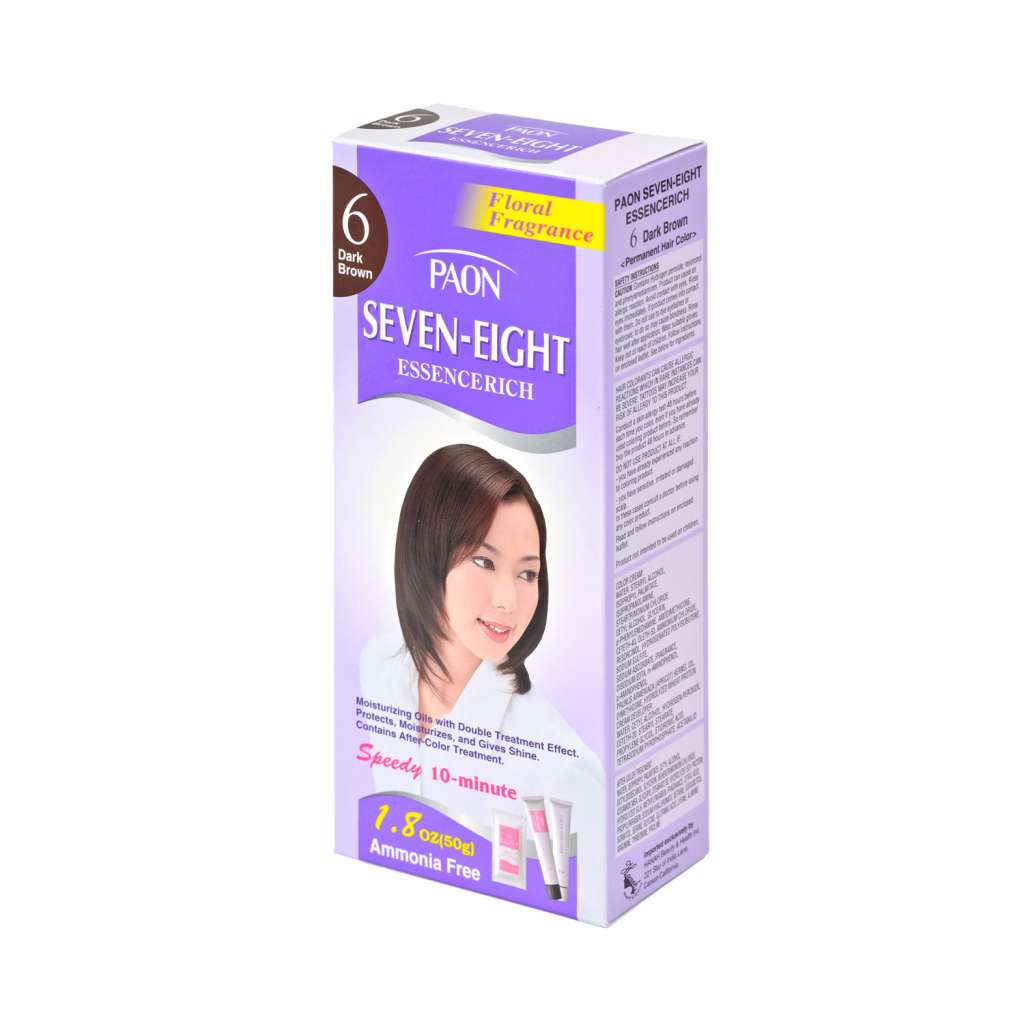 , (Yamahatsu Sangyo) PAON SEVEN-EIGHT Essence Rich Floral Fragrance Permanent Hair Color (#6 Dark Brown) 50g