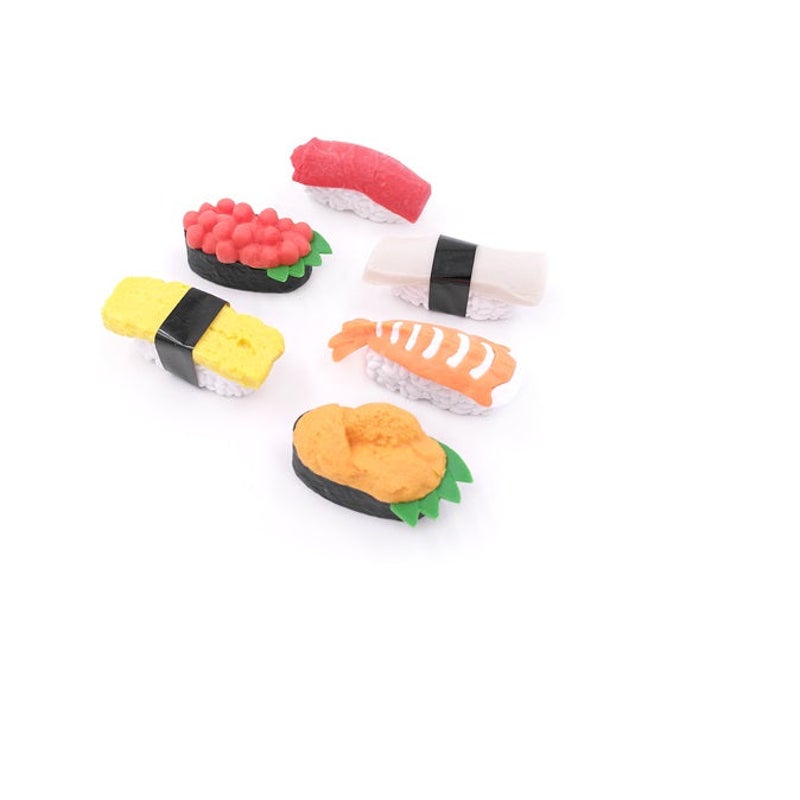 Iwako Japanese Puzzle Eraser - Sushi 6 Pcs Erasers In Bag Set