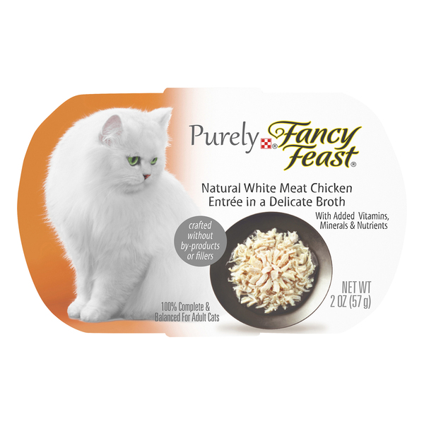Fancy Feast Purina Natural, Grain Free Wet Cat Food, Purely Natural White Meat Chicken Entree - 2 Oz. Tray