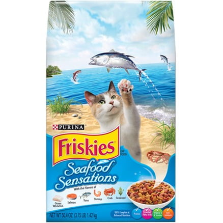 Purina Friskies Dry Cat Food, Seafood Sensations 16.2 Oz. Box