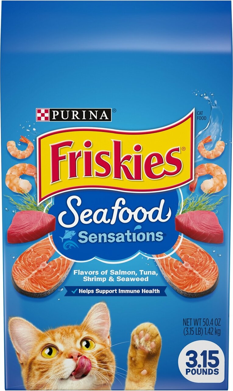 Friskies Purina Dry Cat Food Bag - Seafood Sensations, 3.15 Lb