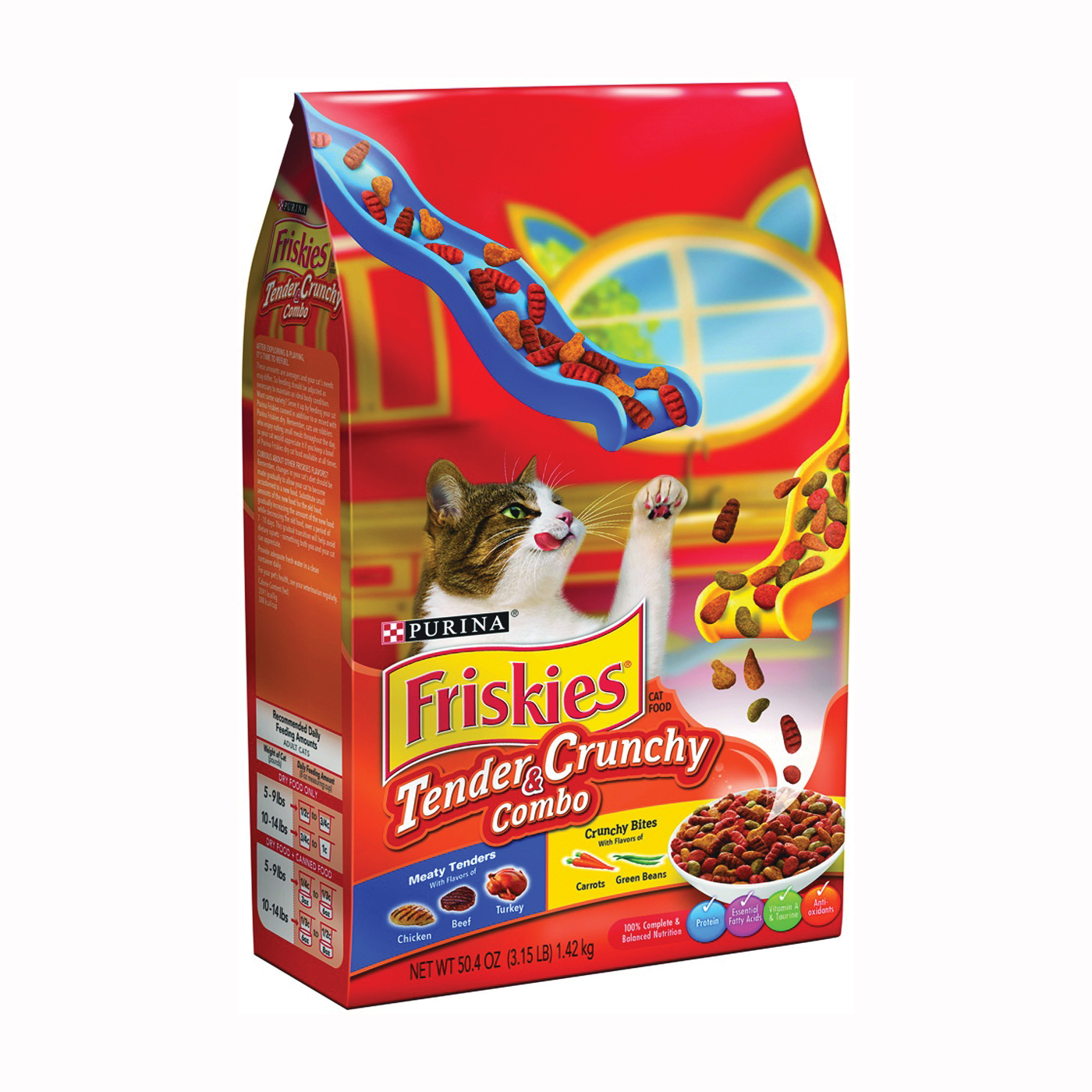 Friskies Purina Dry Cat Food Bag - Tender & Crunchy Combo, 3.15 Lb