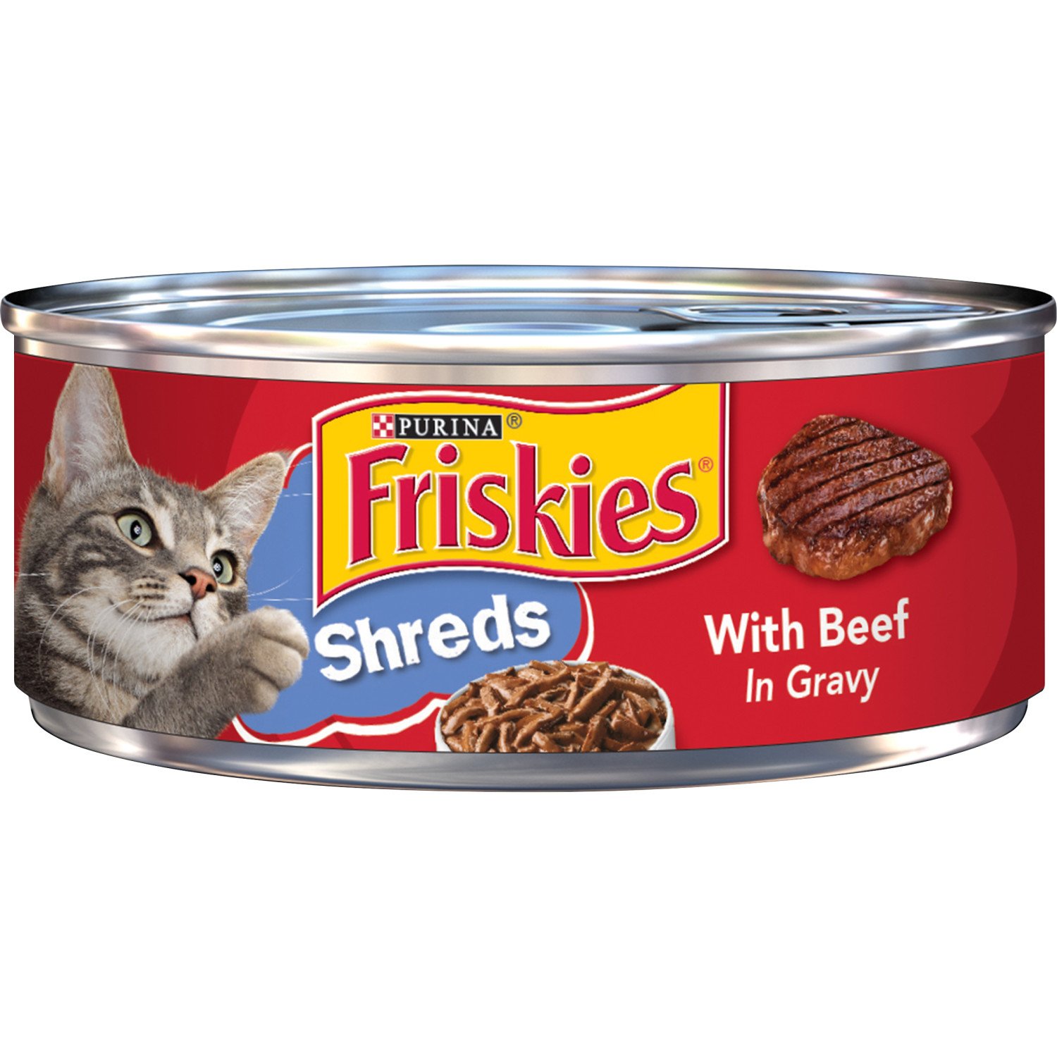 Friskies Purina Wet Cat Food Savory Shreds With Beef In Gravy 5.5 Oz. Can 5.50 Oz