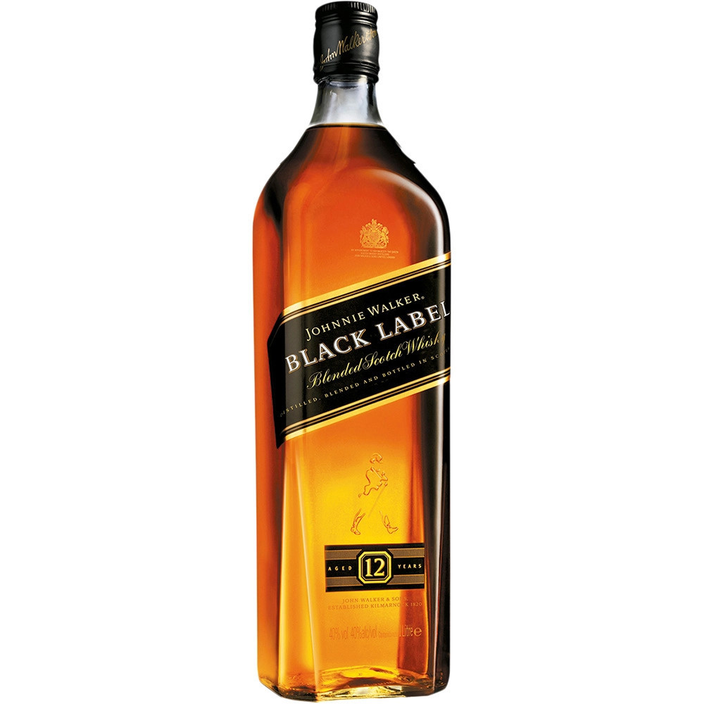 Johnnie Walker Black Label Blended Scotch Whisky, 12 Years, 1 L