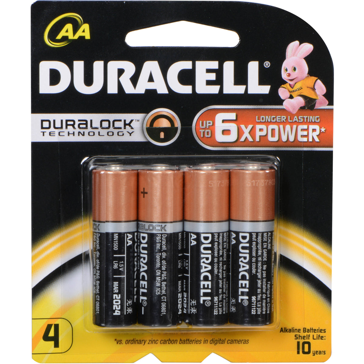 Duracell Coppertop AA Alkaline Batteries PK4 X 2