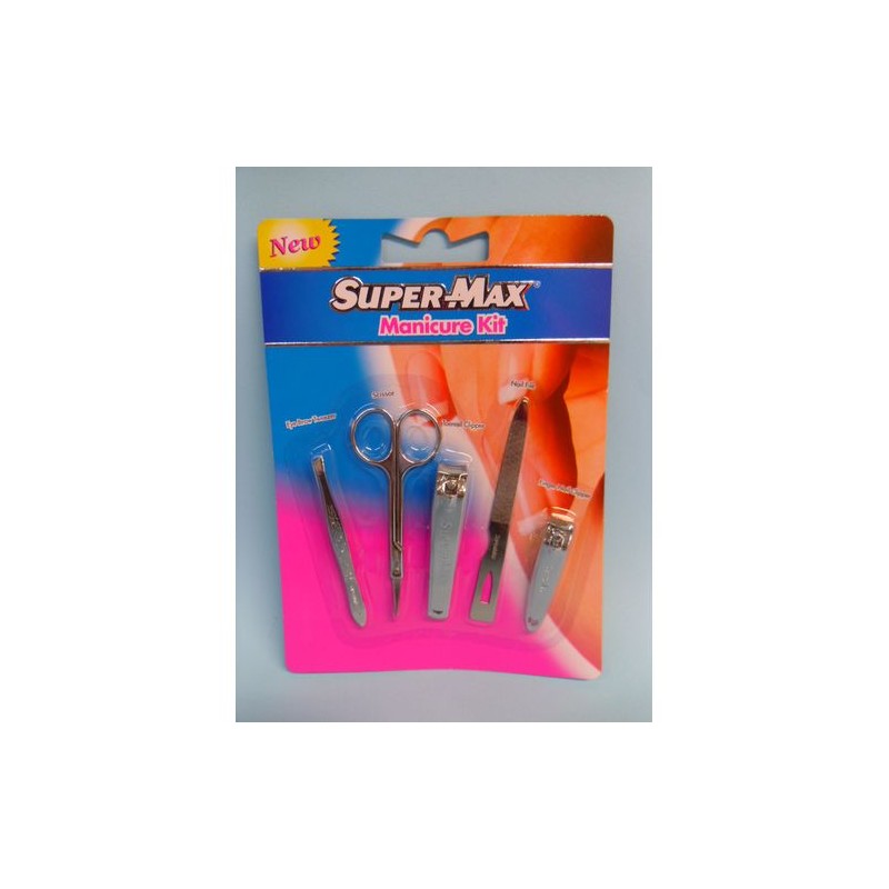 Super-Max Limited Eye Brow Tweezer Scissor Toe Finger Nail Clipper Manicure Kit 5pc Set