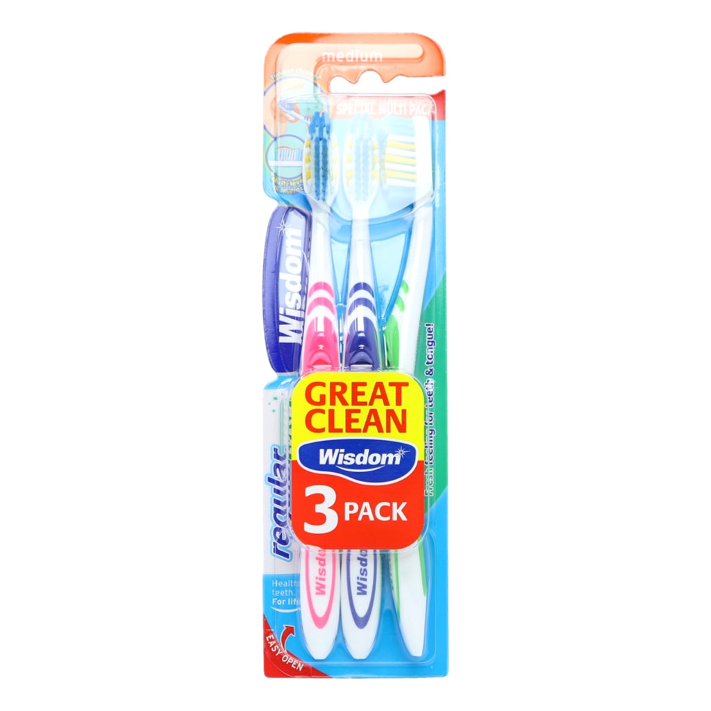 Wisdom Regular Fresh Medium Toothbrush, 6x3ct