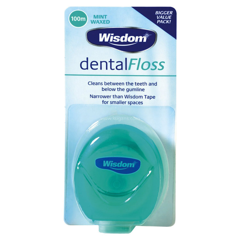 Wisdom Dental Floss Mint Waxed 100M, 12x1ct