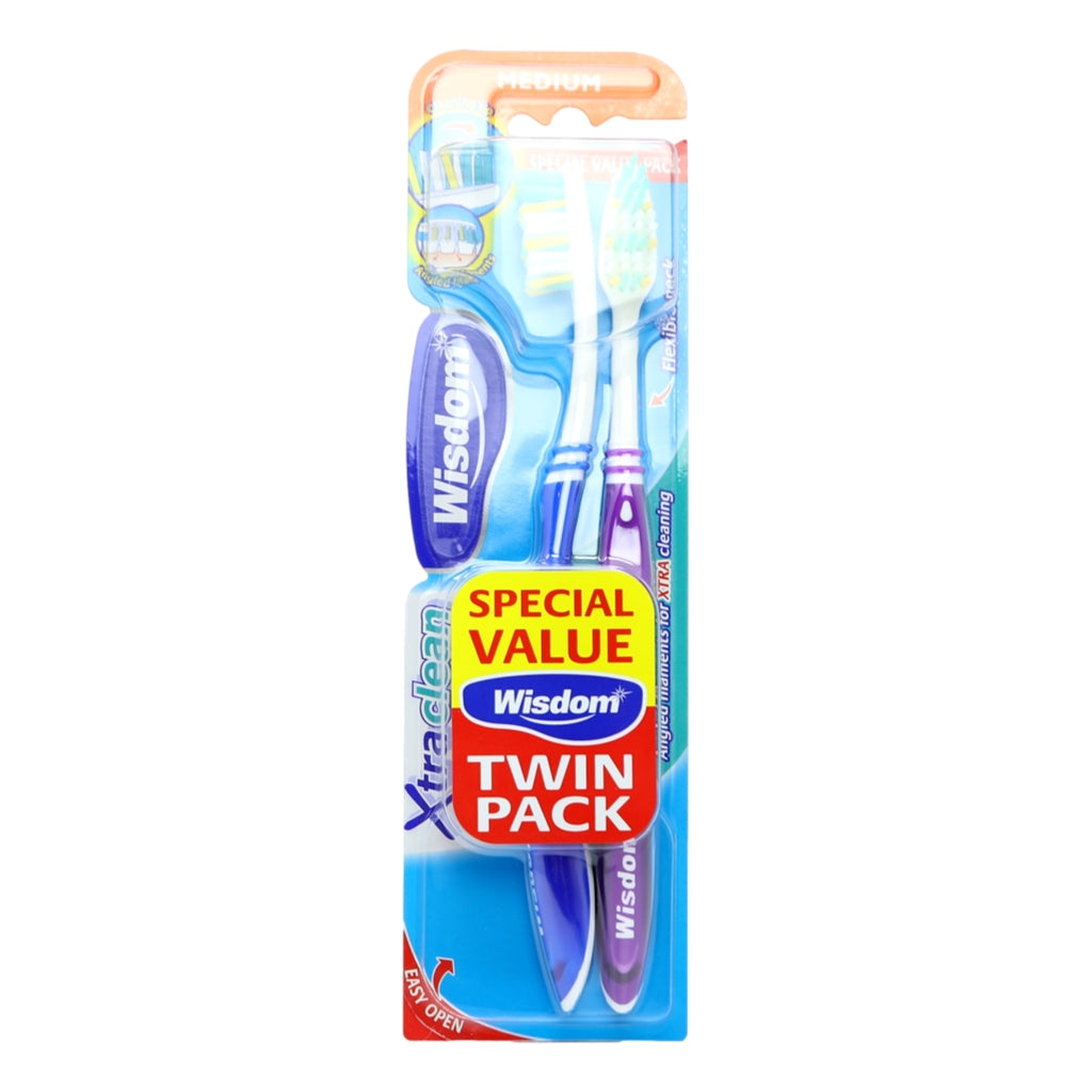 Wisdom Extra Clean Medium Toothbrush Twin Pack