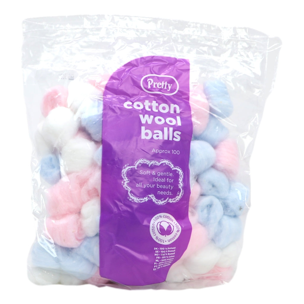 Pretty Cotton Wool Balls 100s Colour