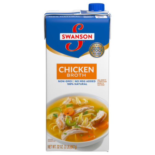 Swanson 100% Natural Chicken Broth, Carton, 32 Oz
