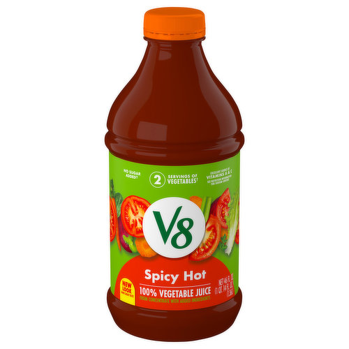 V8 Spicy Hot 100% Vegetable Juice, 46 Fl Oz Bottle