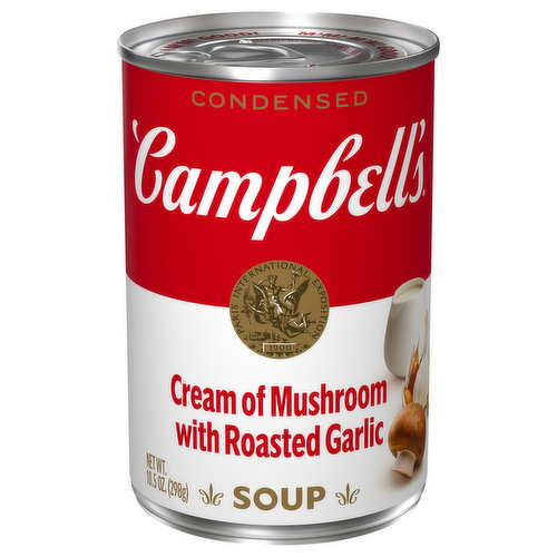 Campbell's Condensed Cream Of Mushroom With Roasted Garlic Soup, 10.5 Ounce Can