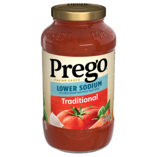 Prego Traditional Lower Sodium Pasta Sauce, 23.5 Oz Jar