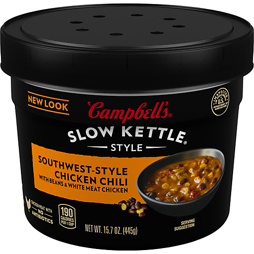 Campbell's Slow Kettle Style Southwest-Style Chicken Chili With Beans And White Meat Chicken, 15.7 Ounce Microwavable Bowl