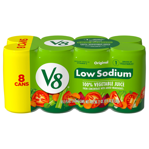 V8 Original Low Sodium 100% Vegetable Juice - 8pk/5.5 Fl Oz Cans