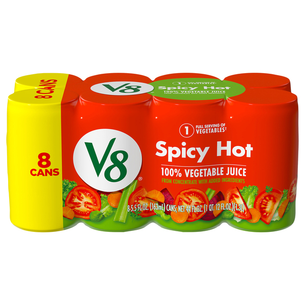 V8 Spicy Hot 100% Vegetable Juice 8 5.5 Fl Oz Cans