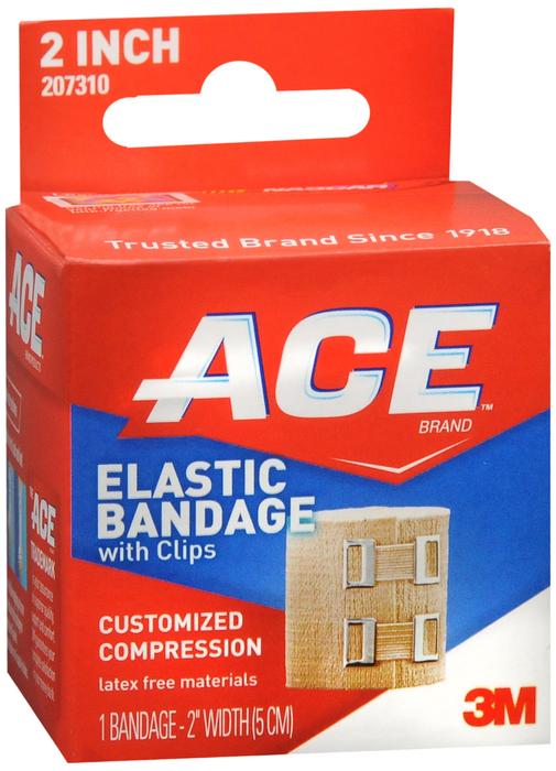3M Health Care 73102001 Tan ACE Brand Elastic Bandage With Clips, 2 In