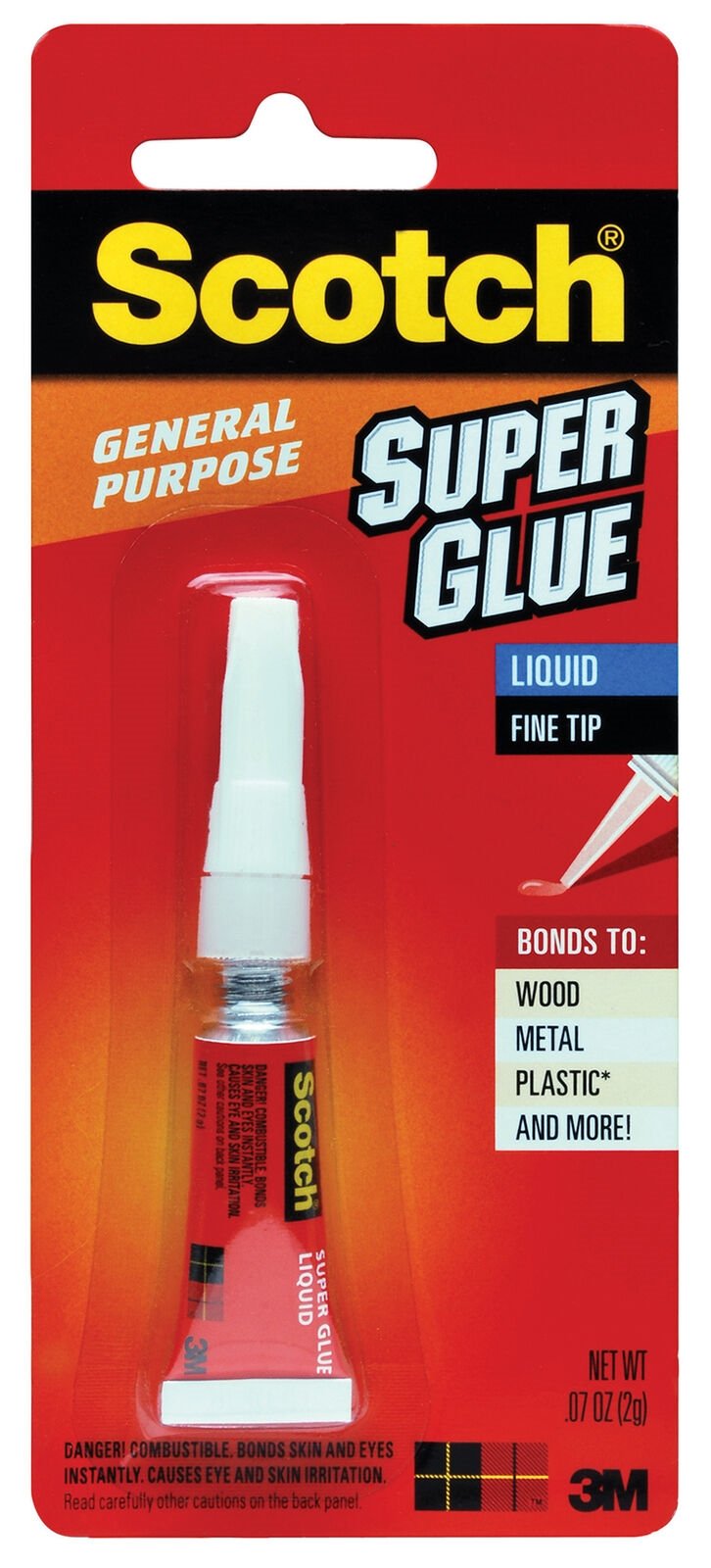 Scotch Super Glue Liquid AD118D, .07 Oz