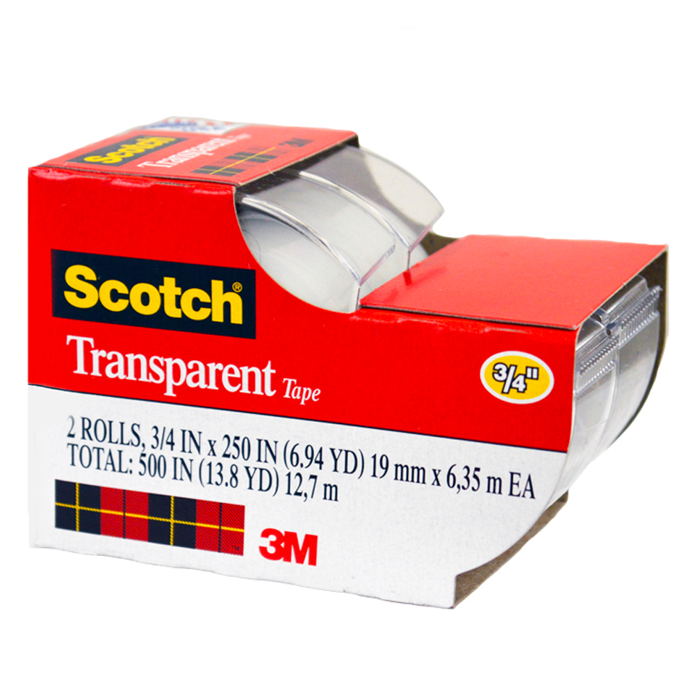 3M Scotch Transparent Tape, 3/4 In. X 250 In