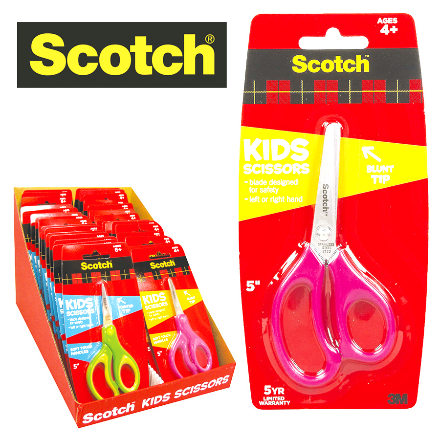 Scotch Kids Pointed Tip Scissors With Soft Touch, 5 Inches