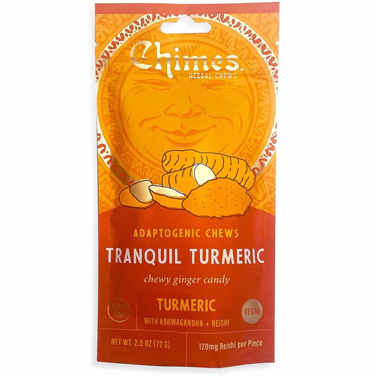 Chimes Tranquil Turmeric Adaptogen Ginger Chews Candy Vegan, Gluten Free